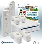 Wii Konsole mit Mario Kart, Wii Sports, 4 Remotes und allem nötigen Zubehör