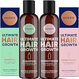 MOERIE Shampoo Set 2-teilig - Haarwachstum & Conditioner gegen Haarausfall - Natürliches beschleunigen - Veganes Haarwuchsmittel Frauen & Männer - Mineralien, Biotin & Coffein