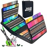 Halobios Dual Brush Pen Set, Filzstifte 120 Farben Pinselstifte Marker Aquarell Stifte Für Kinder und Erwachsene, Ausgestattet mit Schwarzer Tragetasche Lagerbasis