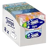 Tempo XXL Light Box Taschentücher - Megapack - 8 Boxen, 140 Tücher pro Box - weiche Papiertaschentücher, waschmaschinenfest