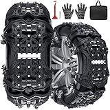 YeXhot Schneeketten Universal Auto, 6 Stück Snow Chains, Reifenbreite 165-285mm, Passend Für PKW, SUV, MPV Van, 2 Minuten Schneeketten Schnellmontage