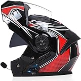 ZHTBATE Motorradhelm Mit Bluetooth Motorrad Klapphelm ECE Zertifizierter Mit Anti-Fog-Doppelvisier Integralhelm Sturzhelm Mit Mikrofon Für Automatische Antwort Moped Helm Für Herren Damen