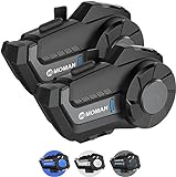 Moman Motorrad Intercom Headset, H2 Pro【2 Pack Schwarz】 Motorradhelm Gegensprechanlage Kommunikationssystem 1000M Wireless mit DSP&CVC Geräuschunterdrückung, Motorrad-Intercom-Headset-Helm-Motorcycle