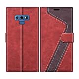 MOBESV Handyhülle für Samsung Galaxy Note 9 Hülle Leder, Samsung Galaxy Note 9 Klapphülle Handytasche Case für Samsung Galaxy Note 9 Handy Hüllen, Modisch Rot