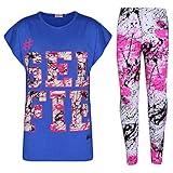 A2Z 4 Kids®, Set mit T-Shirt mit LOVE-Aufdruck und Leggings im Farbspritzer-Design für Mädchen im Alter von 7 bis 13 Jahren Gr. 7-8 Jahre, Selfie Splash Set Königsblau