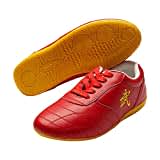 G-LIKE Chinesische Taichi Training Schuhe - Traditionelle Kampfkunst Kung Fu Wushu Wing Chun Gymnastik Unisex Turnschuhe Herren Damen Freizeitschuhe Weiche Sohle Lederschuhe (Rot, Numeric_34)