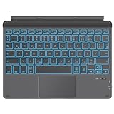 OMOTON Bluetooth Tastatur Kabellos für Surface Go 4/3/2/1, Hintergrundbeleuchtung Ultraflache Tablet Tastatur mit Touchpad für Microsoft Surface Go Type Cover, QWERTZ Deutsches Layout, Grau