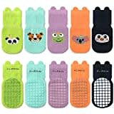 FedMois 5er Pack Baby Kleinkinder ABS rutschfeste Socken Sneaker Socken Tiermotive Baumwolle, Panda, 1-3 Jahre