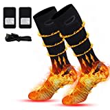 CaiQiXuan Beheizbare Socken Damen Herren Beheizte Socken mit 4000mAh Wiederaufladbare Batterie Heizsocken Warme Socken für Outdoor-Aktivität (Batterieanschluss Erforderlich - Einschaltknopf Drücken)