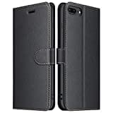 ELESNOW Hülle für iPhone 7 Plus / 8 Plus, Premium Leder Flip Wallet Schutzhülle Tasche Handyhülle für iPhone 7 Plus / 8 Plus (Schwarz)