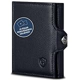 VON HEESEN Slim Wallet mit XXL Münzfach & RFID-Schutz - Mini Geldbörse Herren & Damen - Kartenetui Kreditkartenetui - Portmonee Geldbeutel Portemonnaie klein Schwarz