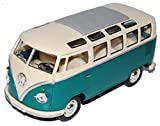 Kinsmart Volkwagen T1 Grün Weiss Samba Bully Bus 1950-1967 1/24 Modellcarsonline Modell Auto mit individiuellem Wunschkennzeichen