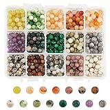 nbeads 750 Stück 6mm Natürliche Edelsteinperlen, 15 Stile Runde Synthetische Edelsteinperlen Lose Naturstein Zwischenperlen Natürliche Achatperlen Für DIY Armband Halsketten Schmuckherstellung