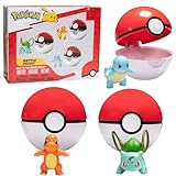 Pokémon Clip 'N' Go Pokeball & Battle Figuren-Set 3er-Pack – Let's Go Starters Charmander, Bubasaur, Squirtle mit Poke-Bällen – Offizielles Lizenzprodukt – Geschenk für Kinder