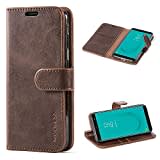 Mulbess Handyhülle für Samsung Galaxy J6 2018 Hülle Leder, Samsung Galaxy J6 2018 Handy Hüllen, Vintage Flip Handytasche Schutzhülle für Samsung Galaxy J6 2018 Case, Kaffee Braun