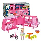 BABY born, Puppenfahrzeug, aufklappbarer Wohnwagen - Campervan, Wohnmobil, für BABY born Minis Puppen mit 6 Zubehörteilen und Puppe, 906095, Zapf Creation