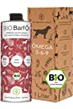 Futteröl für Hunde 1 Liter – 100% Bio Barföl - Natürlich und Vegan - Aus Leinöl, Hanföl, Nachtkerzenöl, Olivenöl, Kürbiskernöl, Chiaöl - Artgerechte Ernährung mit Omega 3-6-9