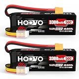 HOOVO 4S Lipo Akku 14,8V 3300mAh 50C RC Battery Softcase mit XT60 Stecker für RC Car Buggy Hubschrauber Flugzeug Boot Quadcopter Slash VXL Hobby(2 Stück)