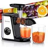 Muchen Slow Juicer Entsafter Gemüse und Obst Testsieger 150W Leiser Motor, Rückwärtszerkleinerung, Einfache Reinigung, Edelstahl Design in Schwarz & Silber, inkl. Rezeptbuch