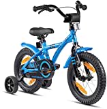 PROMETHEUS BICYCLES Kinderfahrrad 14 Zoll ab 4 Jahren - Kinder Fahrrad Mädchen Jungen Fahrrad Kinder mit Stützräder Rücktrittbremse in Blau