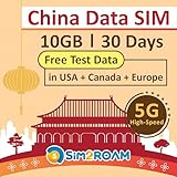 SIM-Karte nur für China-Daten|30Tage,Festlandchina und Macao|10GB5G/4G-Hochgeschwindigkeits-Internetdaten|uneingeschränkter Internetzugang,Unterstützung für Google,Facebook,WhatsApp,Instagram und mehr