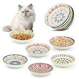 Katzennapf 6er Set, Futternapf Katze Keramik, Katzen Napf Bunte, Katzennäpfe Flacher, Katzenfutter Napfset, Katzen Näpfe für Futter und Wasser, Katzenteller Katzenschüssel, Kätzchen-Futternapf