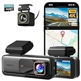 BOTSLAB Dashcam Auto Vorne Hinten, 4K Dashcam Auto GPS mit WiFi, Dual Autokamera mit 64GB SD Karte, ADAS, Nachtsicht, 170°Weitwinkel, WDR, 2,45" IPS, 24/7 Parküberwachung, Loop-Aufnahme