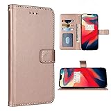 FDCWTSH Kompatibel mit OnePlus 6 Wallet Case Handschlaufe Lanyard Leder Flip Cover Kartenhalter Ständer Handyhüllen für OnePlus6 A6000 One Plus6 1 Plus 1plus Six One+ 1+ 6 Damen Herren Roségold