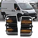 njssjd Dynamische LED-Seitenspiegel-Lichtblinker Kompatibel mit 2006-2023 Peugeot Boxer Fiat Ducato 250 Blinker C-itroen Jumper Relais Bernsteinfarbene Anzeige Seitenflügel-Rückspiegellampe schwarz