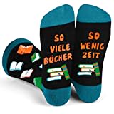 Lustige Socken mit Spruch SO VIELE BÜCHER SO WENIG ZEIT Socken Geschenk für Bücherwürmer, Damen Herren Buch Socken Coole Geschenke für Beste Freunde Frauen Männer Teenager zum Geburtstag Weihnachten