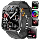 2024 New Smartwatch EKG+HRV/Harnsäure/BMI Herren Damen 1,97" AMOLED Gesundheitsuhr mit Telefonfunktion, 24H Herzfrequenz SPO2 Blutdruck Körpertemperatur Schlafmonitor Fitnessuhr für Android/iOS