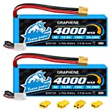 Yowoo 2 PCS 4S Lipo Akku 4000mAh 14.8V Graphen Batterie 150C mit XT60 Stecker für RC Evader BX Auto Buggy Boot Drohnen Slash 1/10 Skala Racing Truck Racing RC Heli Flugzeug (EC3/Deans/Traxxas/Tamiya)