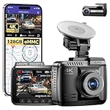 AZDOME Dashcam Auto Vorne Hinten 4K/2,5K Autokamera mit 128GB eMMC, ADAS, HDR, Kein Licht Vollfarbe Super Nachtsicht, 5GHz WiFi GPS, Parküberwachung, Weitwinkel, G-Sensor, Loop-Aufnahme, GS63Pro