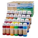 Artecho Acrylfarben Set 24x59 ml, Acrylic Paint Set, Wasserfest und Lichtecht, Schnell Trocknend, ideal für Leinwand, Papier und Stoffe.