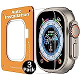 Uluck 3 Stück Panzerglas für Apple Watch Ultra 2/Ultra 49mm, 3 Stück 9H Tempered Glass Screen Protector mit 3 Stück Auto-Ausrichtungskit für iWatch