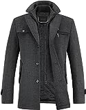 YOUTHUP Herren Wollmantel Dick Winter Kurzmantel Regular Fit Wintermantel Freizeit Herrenmantel Übergangsmantel, Dunkel Grau, L