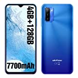 Ulefone Note 12 Handy (2023) 7700mAh Großer Akku 128GB ROM/SD-128GB 6,82 Zoll HD+ Android 11 Smartphone ohne Vertrag, 13MP Hauptkamera 3-Kartensteckplatz 4G Dual SIM Handy OTG -(Blau)