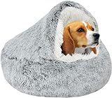 SUOXU Hunde-Beruhigungsbett, Donut-Kuschelnest, warmes, weiches Plüsch-Hundekissen mit kuscheligem Schwamm, Rutschfester Unterseite für kleine Hunde/große Katzen unter 10 kg Cat Bed