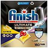 Finish Ultimate Infinity Shine Citrus Spülmaschinentabs – Geschirrspültabs für Tiefenreinigung, Fettlösekraft und Glanz mit Schutzschild – 2x80 Finish Caps