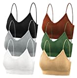 FEOYA Ohne Bügel BH Nahtlose Bralette V Hals Top BH Damen Komfortable Schlafen BH Sport Crop Top 3/4/5/6er Set