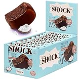 FitnesSHOCK Protein Brownie Snack ohne Zusatz von Zucker, Kekse mit 15% Eiweiß, Dunkle Schokolade, sättigende Ballaststoffe, low carb, weiche Konsistenz, 10 Stück х 50g - Kokos Geschmack