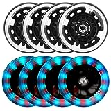 8 Pack Leuchtende Inline Skate Rollen - 64mm 72mm 76mm 80mm led Inliner Skate Räder mit kugellager ABEC-9 - Led Inline Skate Rollen | 82a 85a Inline Skate Räder Wheels für K2 Hudora Gonex Apollo