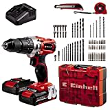 Einhell Akku-Schlagbohrschrauber TE-CD 18/2 Li-i +64 (2x2,0Ah) Power X-Change (Li-Ion, 18 V, 44 Nm, 2-Gang-Getriebe, inkl. 2x 2,0 Ah Akkus, Ladegerät, Koffer, 64-tlg. Zubehör-Set)