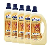 5x emsal Boden-Pflege Parkett 1 Liter mit Bioprotect - Aufquellschutz, Sauberkeit & Seidenglanz