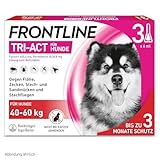 FRONTLINE TRI-ACT Hund XL gegen Zecken, Flöhe & Mücken (große Hunde 40 bis 60 kg) - 3X Pipetten für bis zu 3 Monate Schutz - wasserfest - perfekt auf Reisen