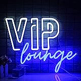 VIP Lounge Neon Schild für Wanddekoration,VIP Neon Licht für Raumdekoration,VIP Neon Leuchtreklame mit USB-betrieben für Hotel,Club,Café,Bar,Büro,Einkaufszentrum,Spielzimmer (weiß&blau)