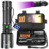 Relybo Taschenlampe Led Aufladbar, Led Taschenlampe Extrem Hell 500000 lumen, Taschenlampe Batteriebetrieben Usb, Taktische Taschenlampe Mit Holster, Starke Taschenlampe für Outdoor Notfälle Camping