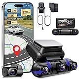 Rhorawill 4 Kanal Dashcam Auto 5G WiFi,360° Drehbar Vorne Hinten Innen Links Rechts Dash Cam,Mikrowellen-Radar Bewegungserkennung Dashcams,GPS,Nachtsicht,Parküberwachung,3.0" Frei 128GB,R6-RGW