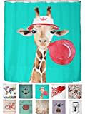 arteneur® - Giraffe - Anti-Schimmel Duschvorhang - Recycelt 180x200 mit Öko-Tex Standard 100 - Beschwerter Saum, Blickdicht, Wasserdicht, Waschbar, Ringe & E-Book