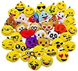 JZK 38 Stück Mini Plüsch Emoticon Schlüsselanhänger 5cm gelb kleiner Smiley Rucksack Schlüsselanhänger für Kinder Erwachsene Geburtstagsgeschenke Andenken Werbegeschenke Partytütenfüller